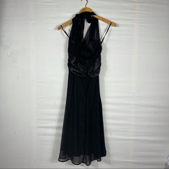 Connect A-Line Halter Black Short Chiffon Dress - Picture 6 of 11